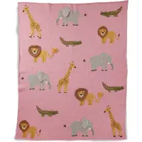 Rice - Knitted Baby Blanket with Animals and 3D Details - Pink