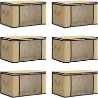 vidaXL opbergdoos met doorzichtige zijkant 6 pcs Crèmekleurig