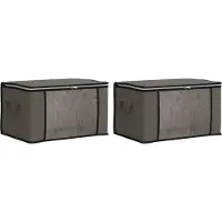 vidaXL opbergdoos met doorzichtige zijkant 2 pcs Grijs 43 x 34 x 23 cm