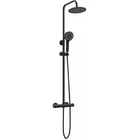 vidaXL Thermostatische Douche Systeem Set Zwart Roestvrij staal 201