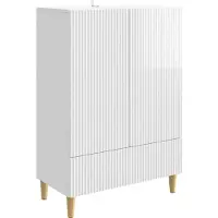 vidaXL Dressoir met lade Hoogglans Wit 66 x 34,5 x 95 cm Bewerkt hout