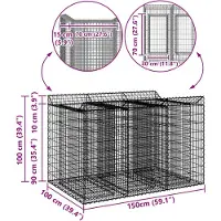 vidaXL Gabion verhoogd bed 2 st 150 x 100 x 100 cm zilver