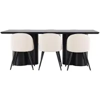 Ebuy24 Olivia eethoek tafel 100x210cm en 6 velours stoelen zwart.