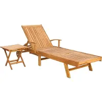 vidaXL Zonligstoel met Tafel Massief Teakhout Bruin