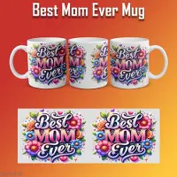 Roly Best Mom Ever Mok – Cadeau voor Moederdag – Keramische Koffiemok met Kleurrijke Bloemenprint – 350 ml “Best Mom Ever” mug