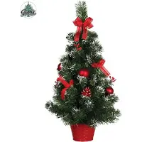 Guirma Kunstkerstboom met rode decoraties, 60 cm hoog, met sneeuw – universele maat
