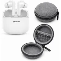 Denver - Draadloze - Witte Bluetooth Oordopjes + Opberghoes Grijs - Earphones - Oortjes + Oplaadcase - Wireless Earbuds - Draadloos.
