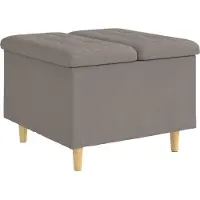 vidaXL Opslagottoman met kussen Taupe 60 x 60 x 45 cm Stof