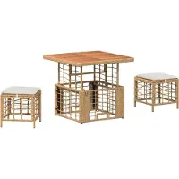 vidaXL Tuin Eettafel Set 3 st Natuurlijk en Wit