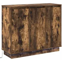 vidaXL LED Dressoir Rook Eiken 90 x 32 x 75 cm Bewerkt hout