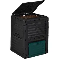 Relaxdays compostbak kunststof - 230 l - compostvat zonder bodem - zwarte compostton tuin