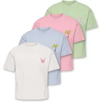 ONLY Kmgsolei 4-pack T-shirts Dames Wit 116