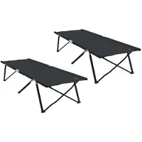 vidaXL Opvouwbaar Campingbed 2 st Zwart 206 x 76 x 74 cm