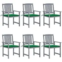 Syfax Tuinstoelen 6 st met kussens massief acaciahout grijs