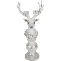 Clayre & Eef Kandelaar Rendier 17x11x38 cm Wit Kunststof