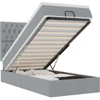 vidaXL Ottoman bed met matras en LED's 140x190cm stof lichtgrijs