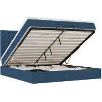 vidaXL Ottoman bed met matras en LED's 140x190cm stof blauw