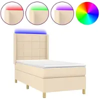 vidaXL Boxspring met matras en LED stof crèmekleurig 160x200 cm