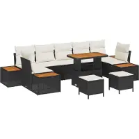 vidaXL Tuinbank Set 10 st 9-Aantal zitplaatsen Zwart en Crème