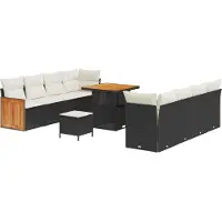 vidaXL Tuinbank Set 11 st 11-Aantal zitplaatsen Zwart en Crème