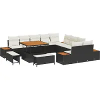 vidaXL Tuinbank Set 13 st 12-Aantal zitplaatsen Zwart en Crème