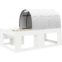 vidaXL Bed met Tunnel met plank met opslag 3 st Wit Bewerkt hout