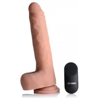 Big Shot Vibrerende & Stotende XL Dildo met Zuignap en Ballen - Beige
