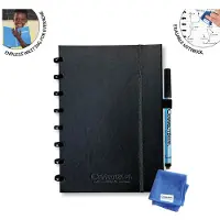 Correctbook A5 Uitwisbaar Notitieboek – Ink Black Kunstleer Hardcover – Blanco – Herbruikbaar schrift – Inclusief pen & wisdoekje – Aanvulbaar met extra pagina’s