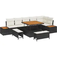 vidaXL Tuinbank Set 9 st 8-Aantal zitplaatsen Zwart en Crème