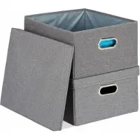 Relaxdays 4 opbergboxen, inklapbare opbergboxen met deksel, 25 liter per box, afmetingen (h x b x d) 20,5 x 34,5 x 42 cm, inklapbare box, grijs