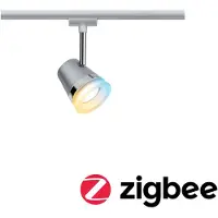Paulmann URail kegel, ZigBee, CCT, mat chroom Cone, dimbaar, alu / grijs / zink, Hal, metaal, Modern