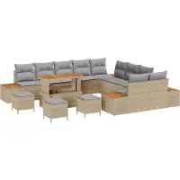 vidaXL Tuinbank Set 14 st 13-Aantal zitplaatsen Beige en Lichtgrijs