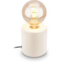 Briloner Tubo – Tafellamp met keramiek – E27 Fitting – bedlamp met kabelschakelaar – antiek wit – Ø10 x 10,3 cm