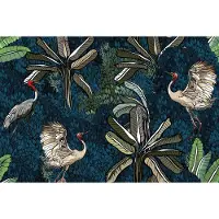 Karo-art 520cm X 318cm - Fotobehang - Kraanvogels tussen bladeren, premium print, inclusief behanglijm