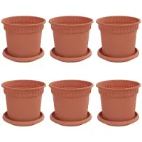 vidaXL Plantenpotten 6 st Baksteenrood Kunststof