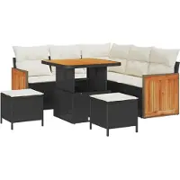 vidaXL Tuinbank Set 8 st 8-Aantal zitplaatsen Zwart en Crème