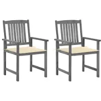 vidaXL Tuinstoelen 2 st met kussens massief acaciahout grijs