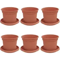vidaXL Plantenpotten 6 st Baksteenrood Kunststof