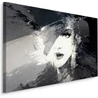 Karo-art Schilderij - Vrouw, Abstract in zwart en wit, Premium Print