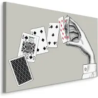 Karo-art Schilderij - Hand met speelkaarten, premium print