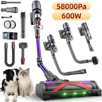 CIRCLIO Draadloze Accustofzuiger 58 kPa met Dierenborstel en Haartrimmer – 75 Min Looptijd, LED-display, 6-traps Filtratie, Flexibele Slang, 1,6 L Stofreservoir