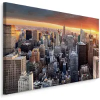 Karo-art Schilderij - Overzicht over New York , Wanddecoratie , Premium print