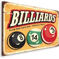Karo-art Schilderij - Billiards, Reclame Pool Biljarten, Premium Print