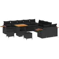 vidaXL Tuinbank Set 13 st 13-Aantal zitplaatsen Zwart