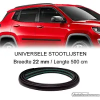 Quattroerre Universele auto stootlijsten breedte 22 mm op rol van 5 meter kleur zwart en zelfklevend dmv 3M-tape met 2 Easy Cleaner Pro schoonmaakdoekjes