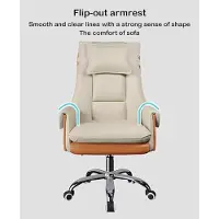 Nicole Ergonomische Gaming Bureaustoel Hoge Rugleuning – Comfortabele Schuifstoel met PU Wielen & Optionele Voetensteun voor Thuis & Kantoor – Beige Design
