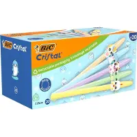 BIC balpen Cristal Medium pastel figurines, doos van 20 stuks, assorti