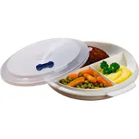 Aura Magnetron Bord - Magnetron Bakjes met Deksel - Magnetron Bord met Deksel - Wit - 21cm x 21cm x 4cm