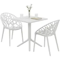 CLP Neriva Tuinmeubelset - 2 stoelen - vierkante tafel - weerbestendige balkonset - voor terras en tuin - wit