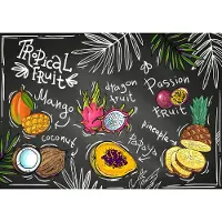 Karo-art Fotobehang Tropisch Fruit Met Inscripties - Vliesbehang - 460 x 300 cm